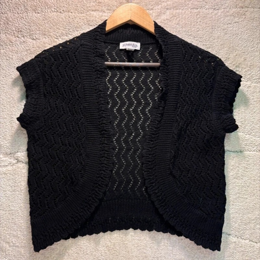 St. John's Bay Black Open Knit Crochet Shrug Women's Small*